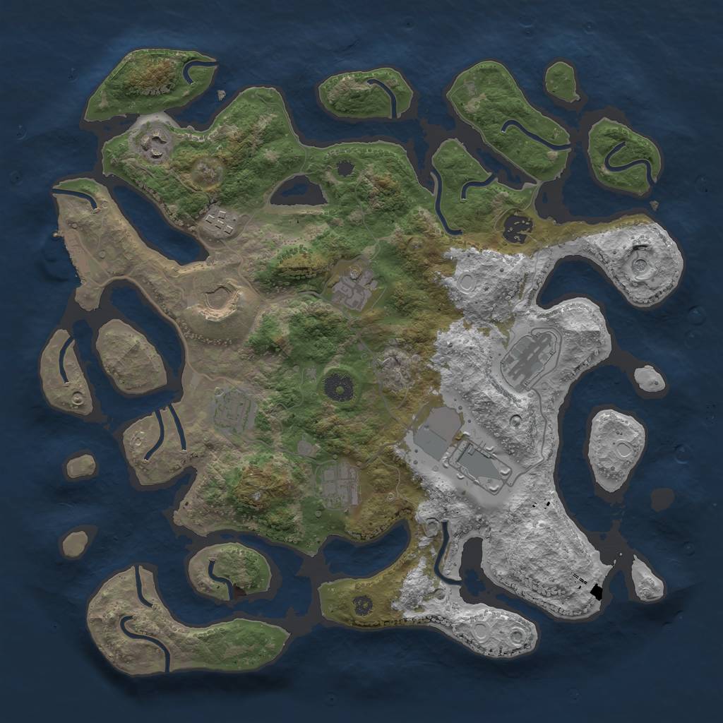 Rust Map: Procedural Map, Size: 3743, Seed: 3500, 19 Monuments