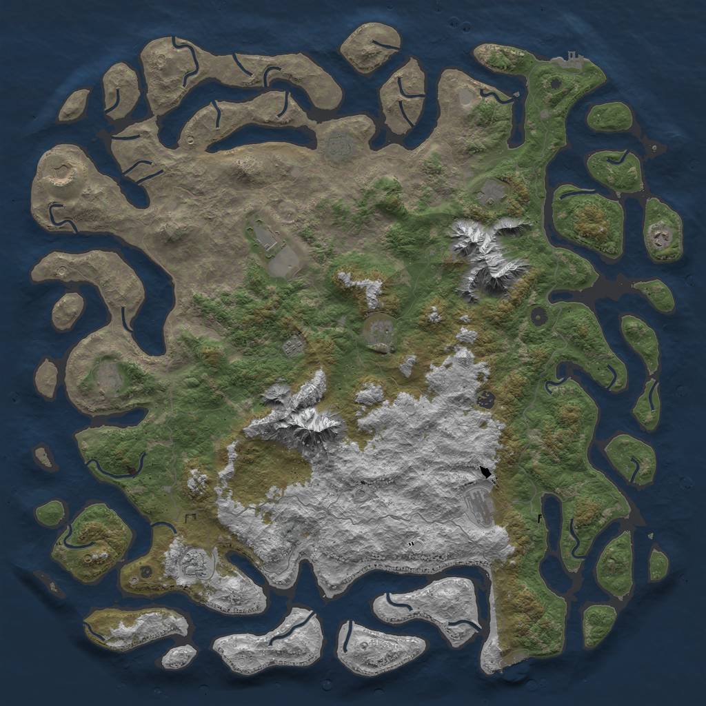 Rust Map: Procedural Map, Size: 6000, Seed: 621229841, 19 Monuments