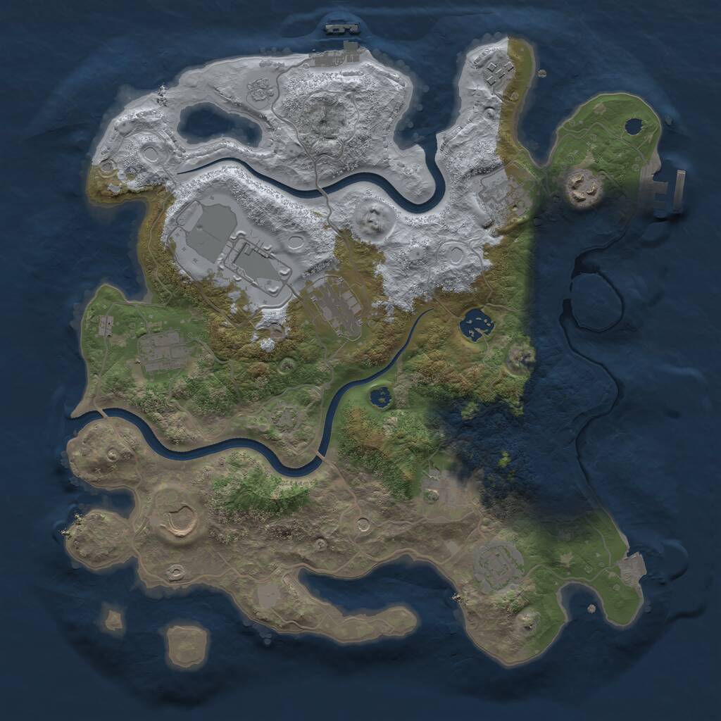 Rust Map: Procedural Map, Size: 3500, Seed: 580729383, 16 Monuments