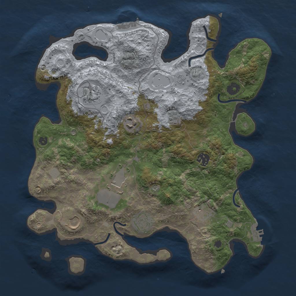 Rust Map: Procedural Map, Size: 3500, Seed: 580729383, 17 Monuments