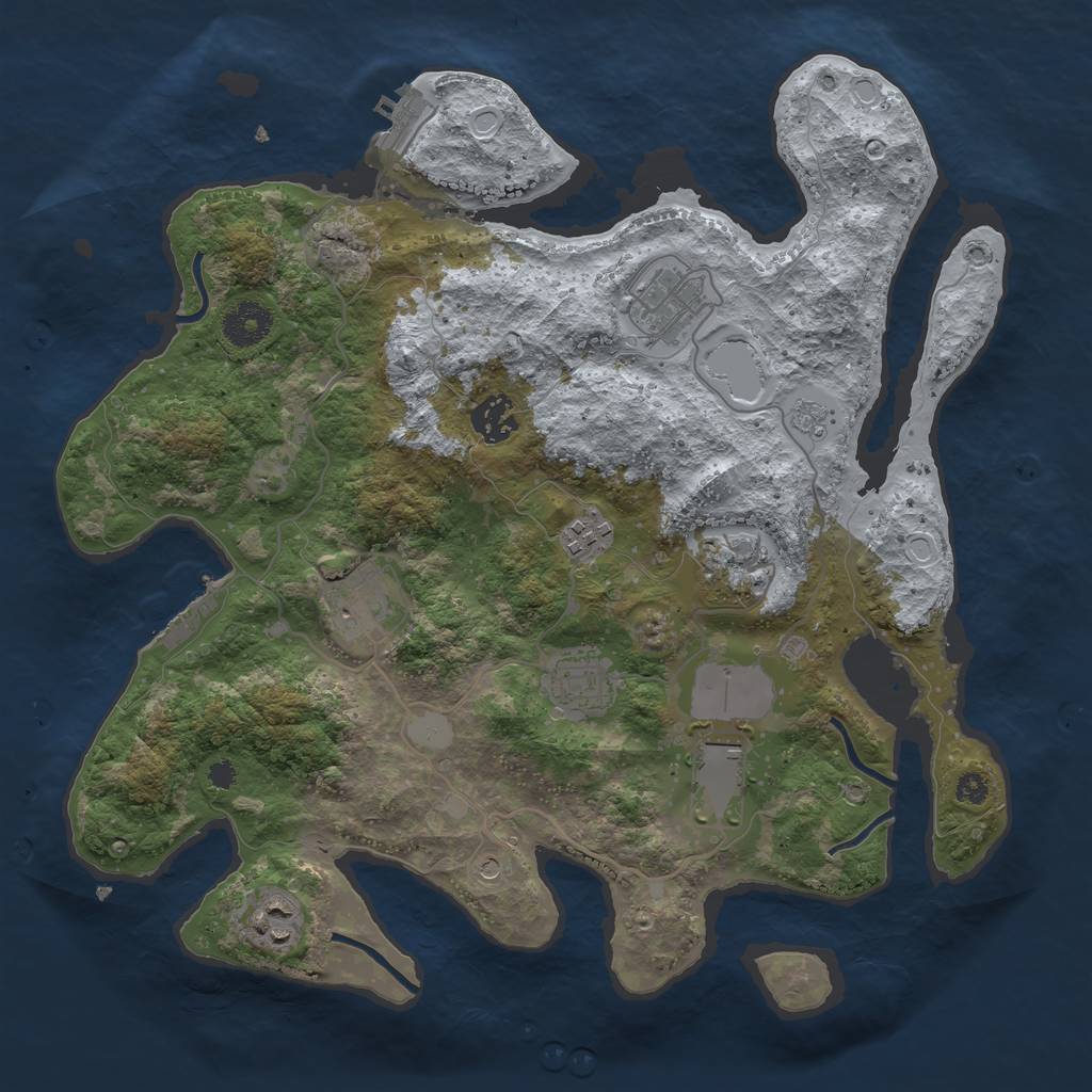 Rust Map: Procedural Map, Size: 3500, Seed: 653242523, 17 Monuments