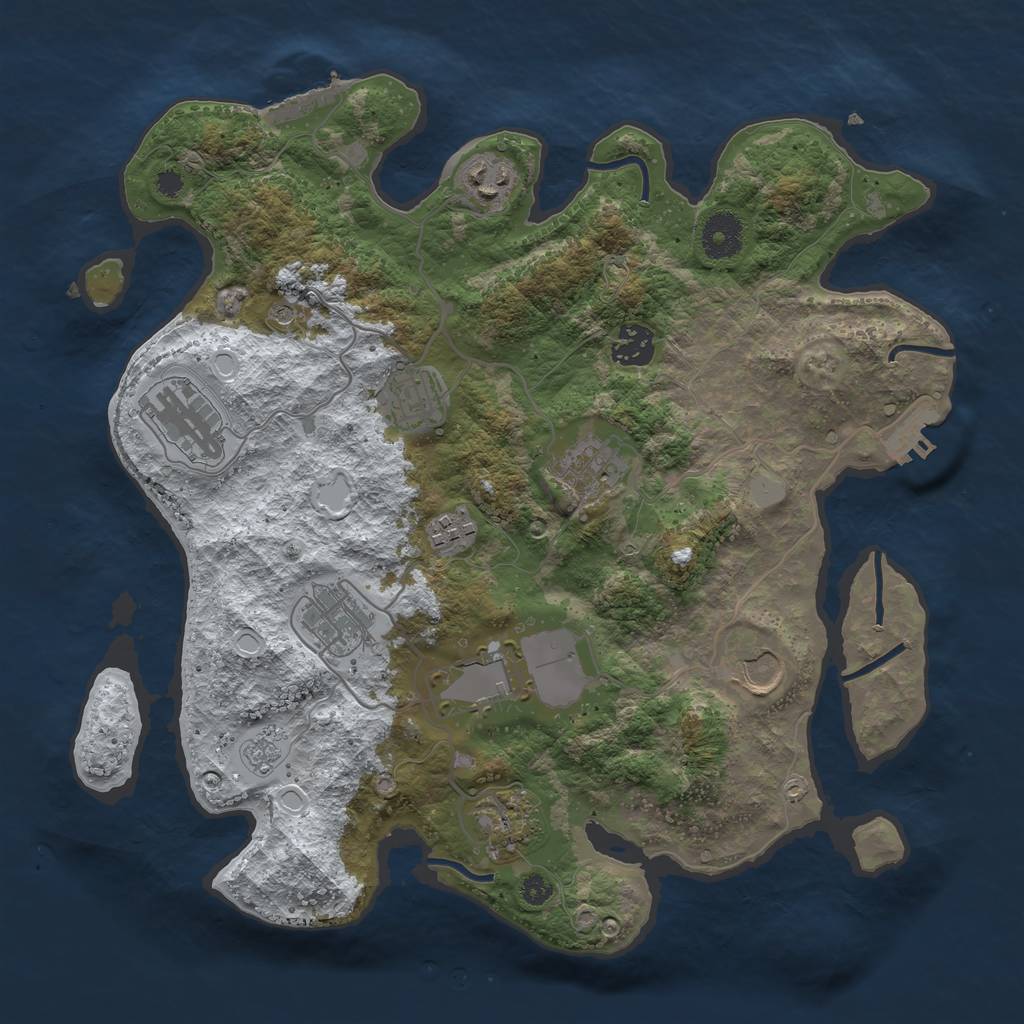 Rust Map: Procedural Map, Size: 3500, Seed: 1751283019, 19 Monuments