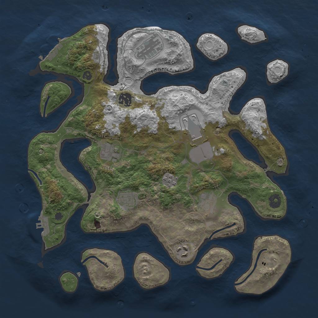 Rust Map: Procedural Map, Size: 3500, Seed: 16752701, 18 Monuments