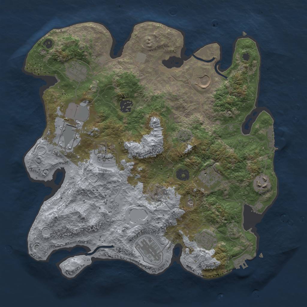 Rust Map: Procedural Map, Size: 3500, Seed: 830288, 17 Monuments