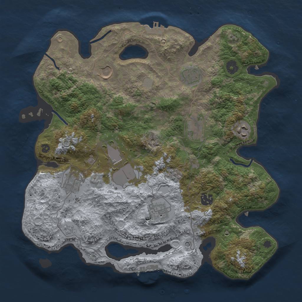 Rust Map: Procedural Map, Size: 3500, Seed: 547380, 16 Monuments