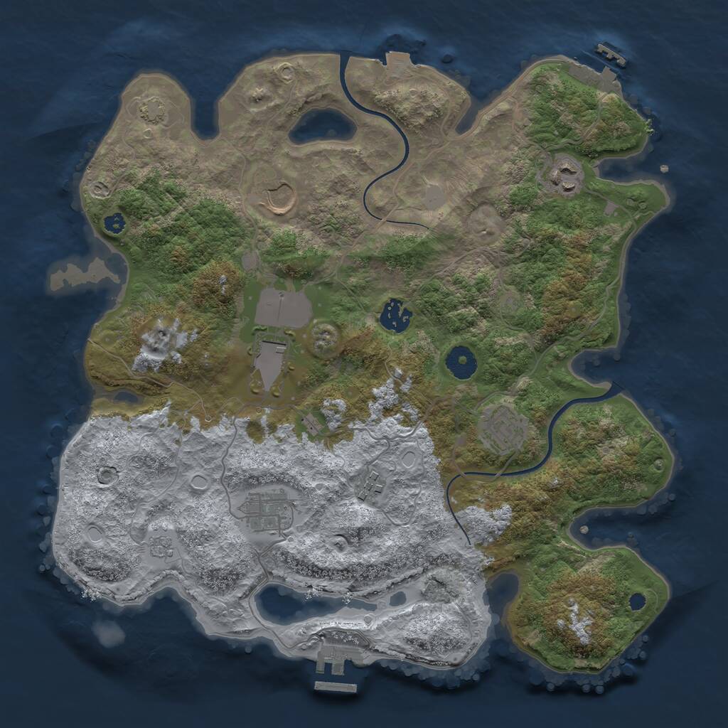 Rust Map: Procedural Map, Size: 3500, Seed: 547380, 12 Monuments