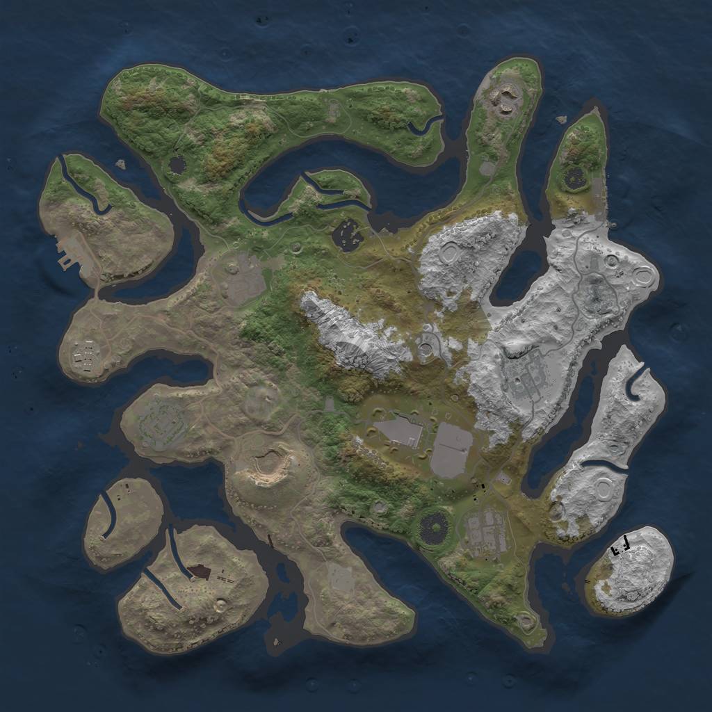 Rust Map: Procedural Map, Size: 3500, Seed: 183860727, 17 Monuments