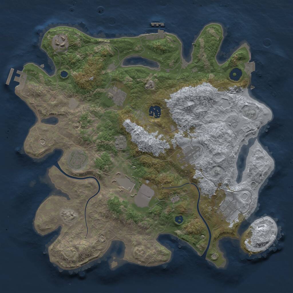 Rust Map: Procedural Map, Size: 3500, Seed: 183860727, 14 Monuments
