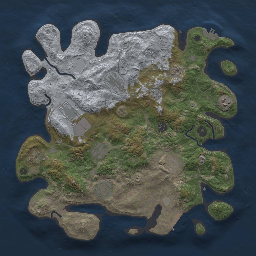 Rust Map: Procedural Map, Size: 3700, Seed: 9460, 18 Monuments