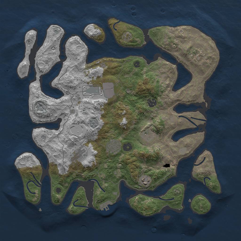 Rust Map: Procedural Map, Size: 4000, Seed: 673854, 15 Monuments