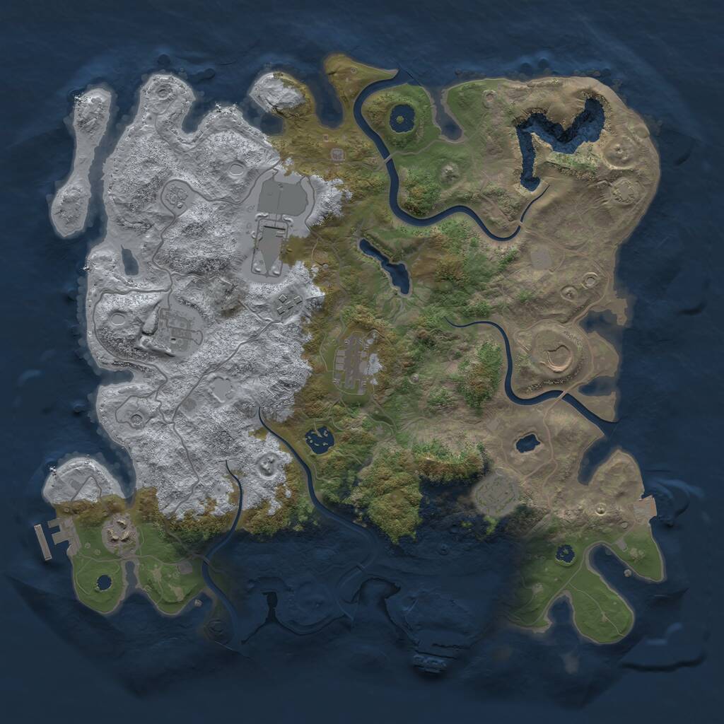 Rust Map: Procedural Map, Size: 4000, Seed: 673854, 14 Monuments