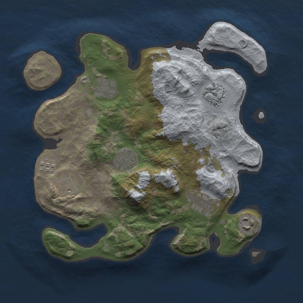 Rust Map: Barren, Size: 3000, Seed: 2559, 10 Monuments