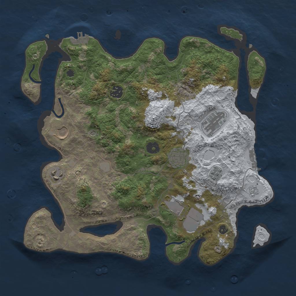 Rust Map: Procedural Map, Size: 3500, Seed: 437460, 16 Monuments