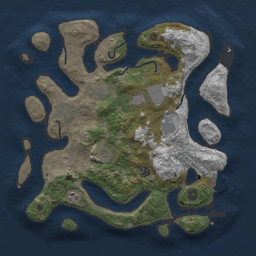 Rust Map: Procedural Map, Size: 3500, Seed: 818651, 12 Monuments