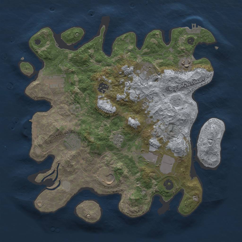 Rust Map: Procedural Map, Size: 3500, Seed: 772867, 17 Monuments