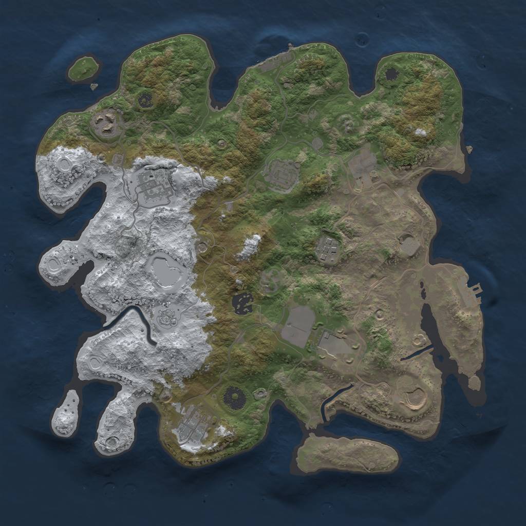 Rust Map: Procedural Map, Size: 3500, Seed: 937466, 18 Monuments