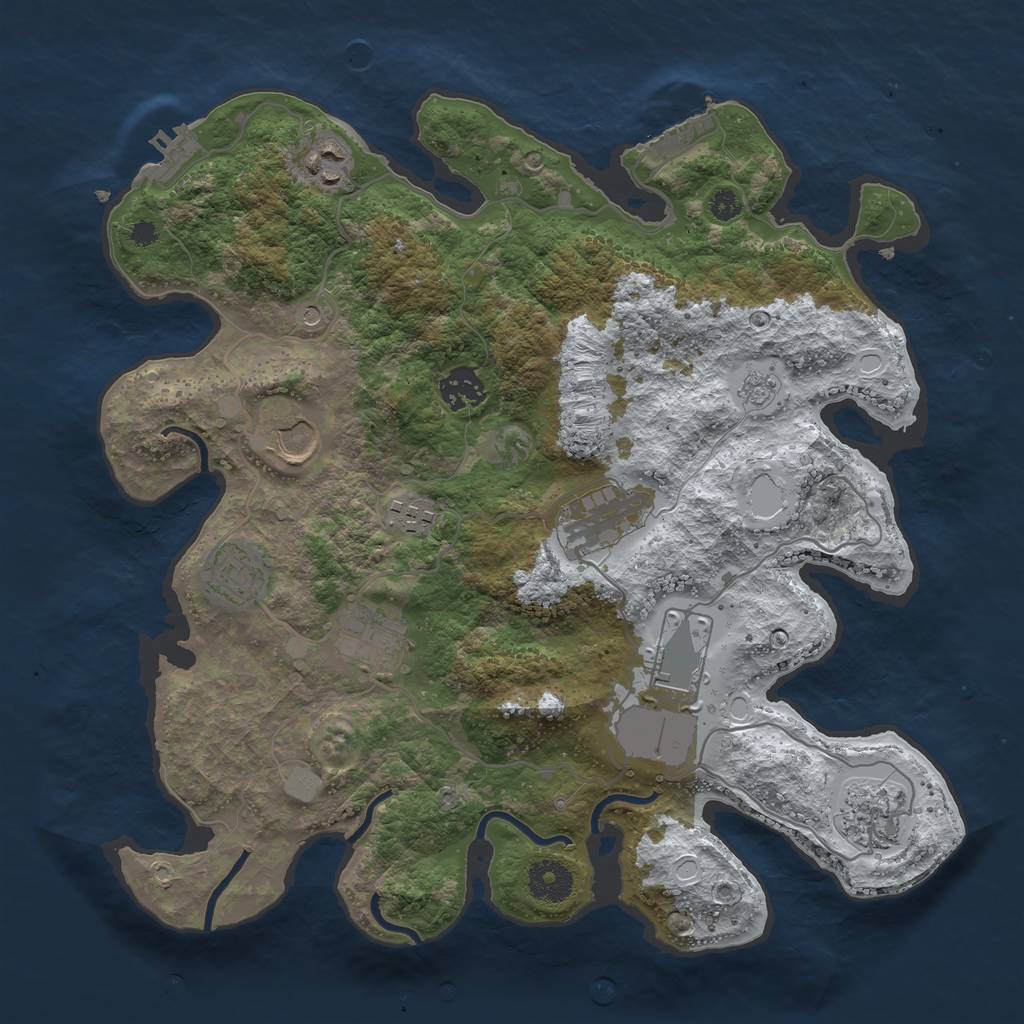 Rust Map: Procedural Map, Size: 3500, Seed: 731990, 18 Monuments