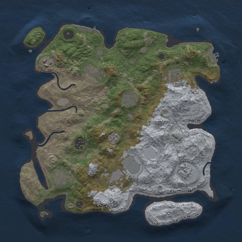 Rust Map: Procedural Map, Size: 3500, Seed: 138002, 16 Monuments