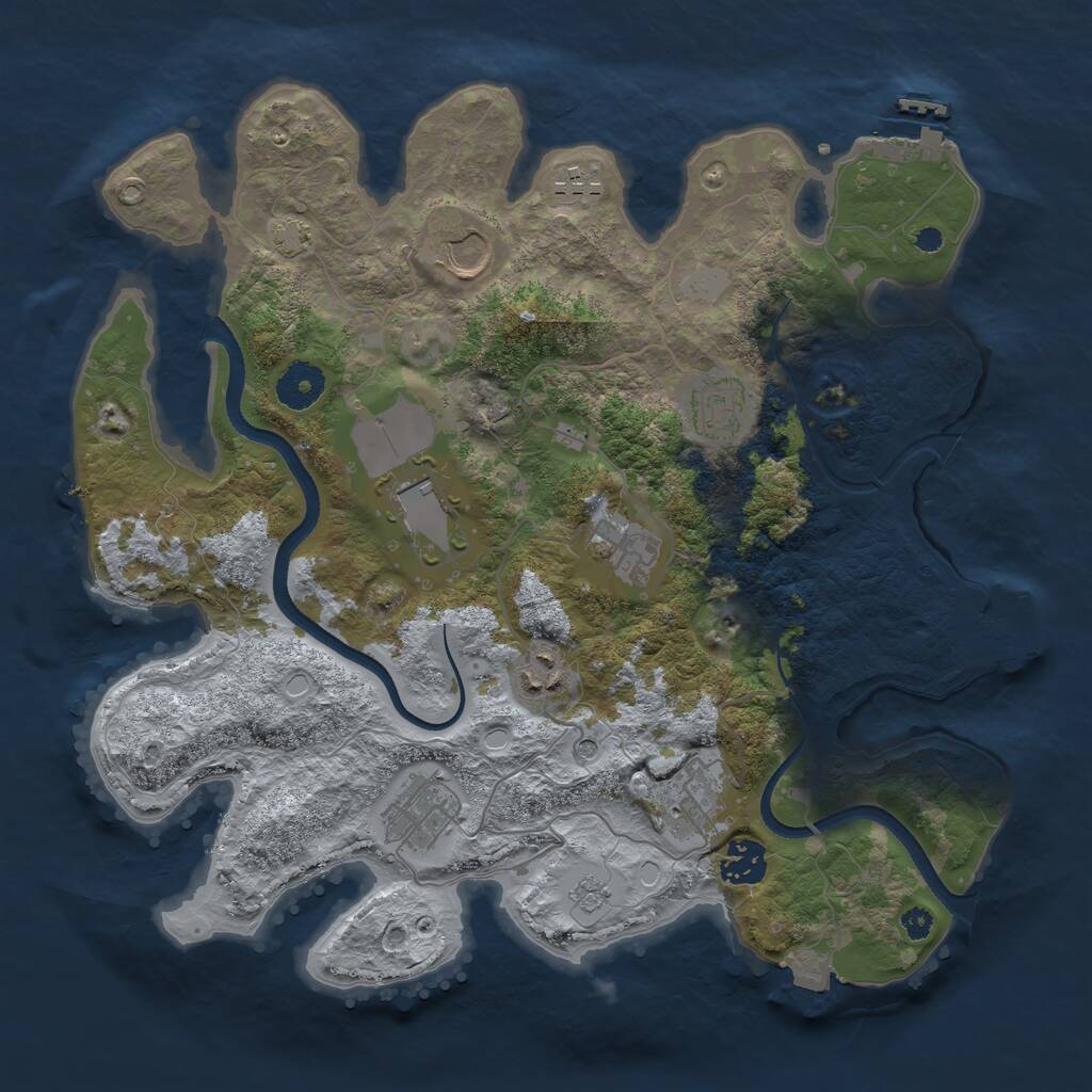 Rust Map: Procedural Map, Size: 3500, Seed: 452573, 15 Monuments