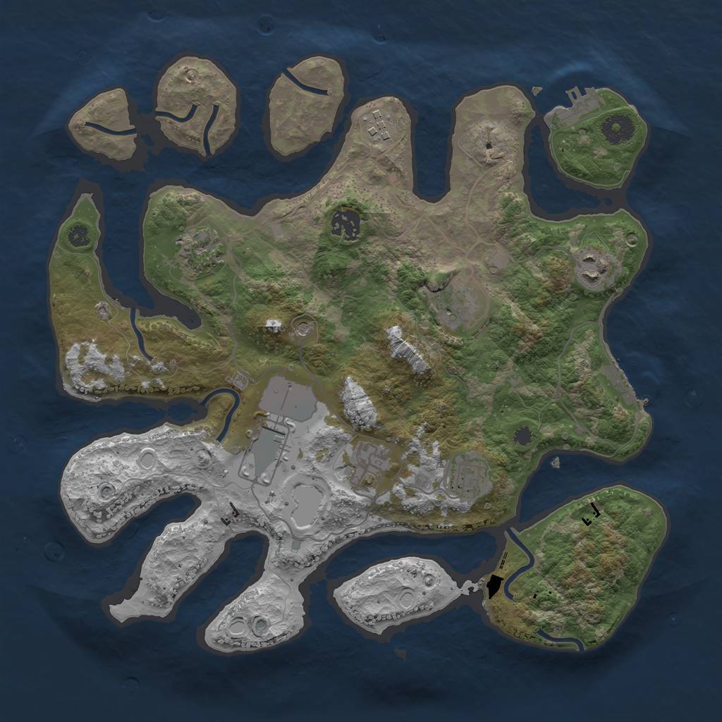 Rust Map: Procedural Map, Size: 3500, Seed: 452573, 16 Monuments