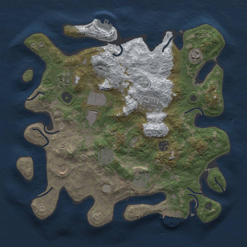 Rust Map: Procedural Map, Size: 3500, Seed: 820587, 17 Monuments