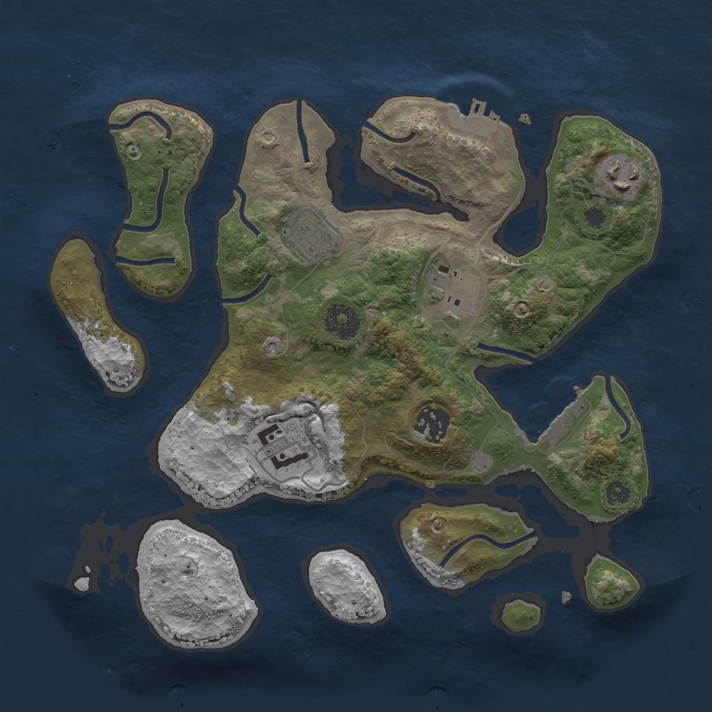 Rust Map: Procedural Map, Size: 3000, Seed: 2417353, 9 Monuments