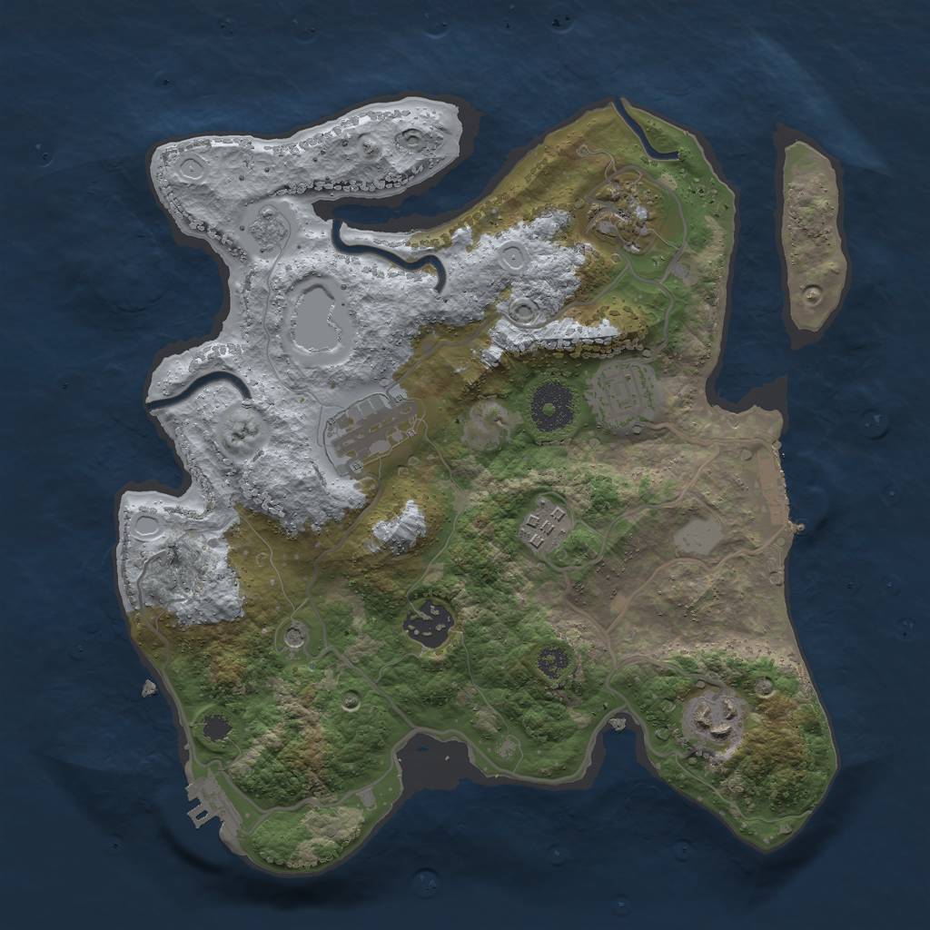 Rust Map: Procedural Map, Size: 3000, Seed: 1135124663, 13 Monuments