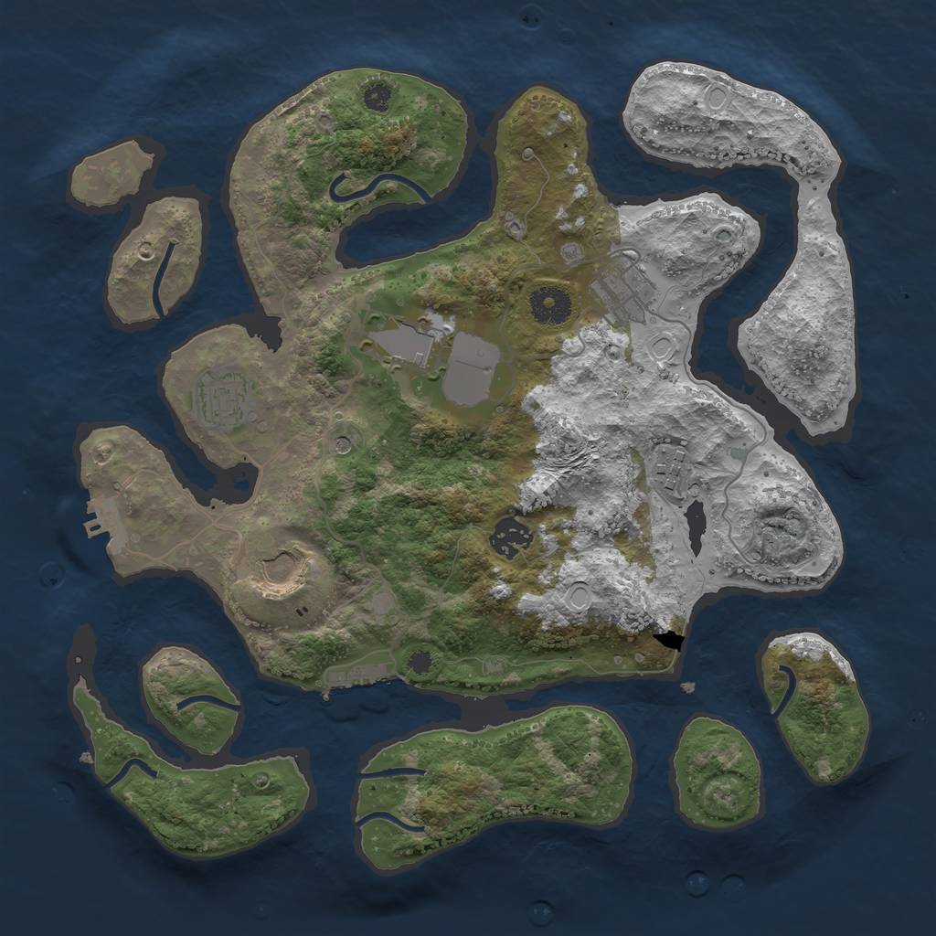 Rust Map: Procedural Map, Size: 3500, Seed: 492453, 14 Monuments