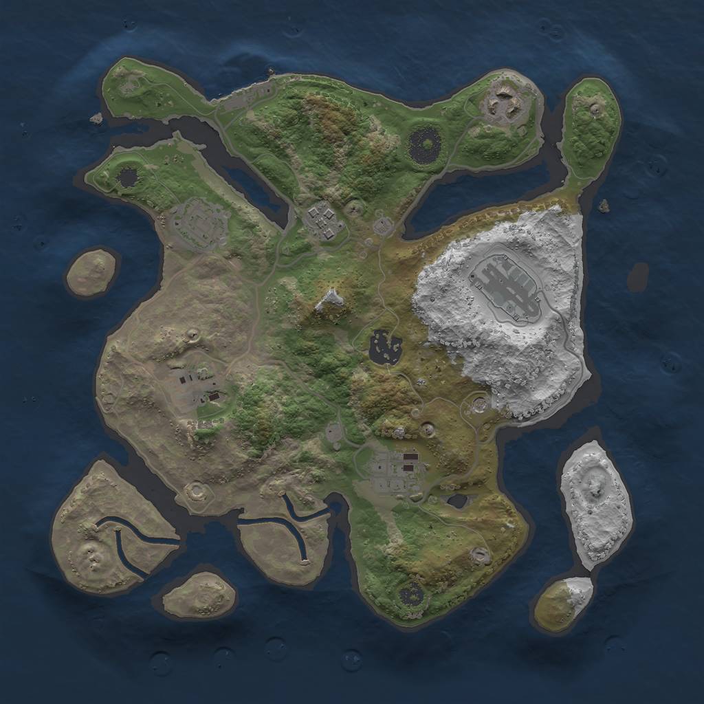 Rust Map: Procedural Map, Size: 3000, Seed: 81785357, 11 Monuments