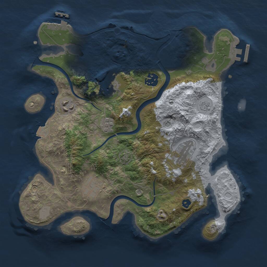Rust Map: Procedural Map, Size: 3000, Seed: 81785357, 12 Monuments