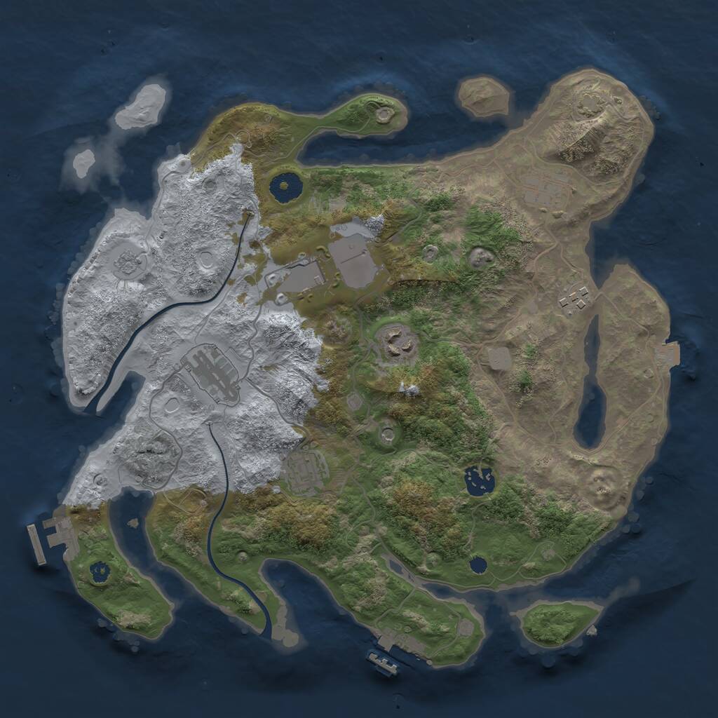 Rust Map: Procedural Map, Size: 3500, Seed: 576290, 13 Monuments