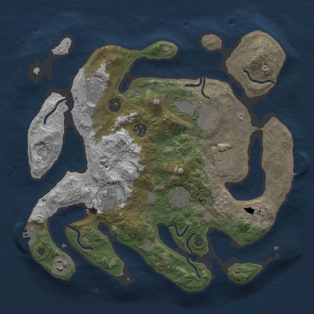 Rust Map: Procedural Map, Size: 3500, Seed: 576290, 13 Monuments