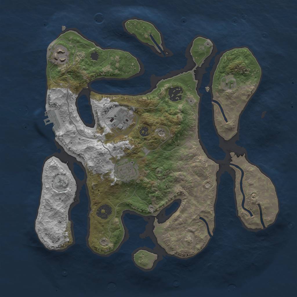 Rust Map: Procedural Map, Size: 3000, Seed: 398, 8 Monuments