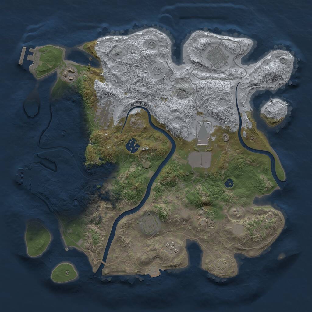 Rust Map: Procedural Map, Size: 3500, Seed: 832018, 14 Monuments