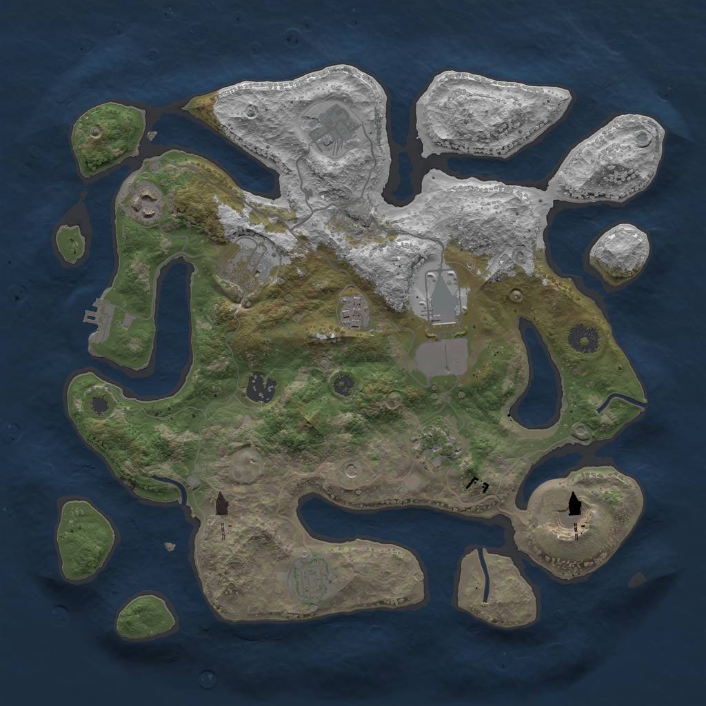 Rust Map: Procedural Map, Size: 3500, Seed: 832018, 13 Monuments