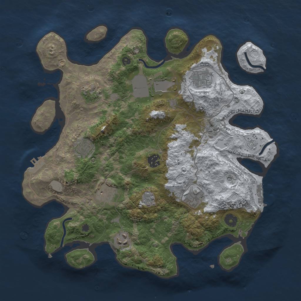 Rust Map: Procedural Map, Size: 3500, Seed: 143934, 18 Monuments
