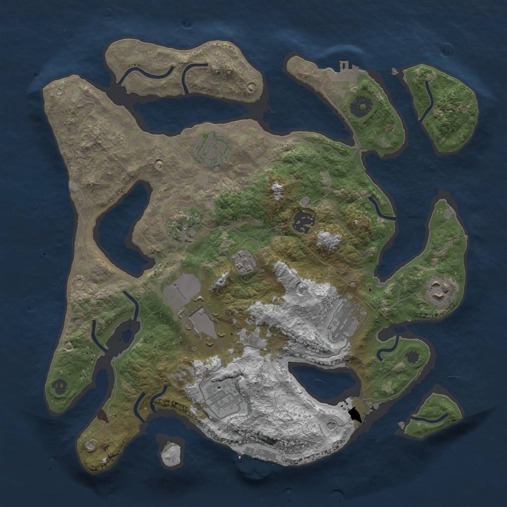 Rust Map: Procedural Map, Size: 3500, Seed: 632368, 13 Monuments