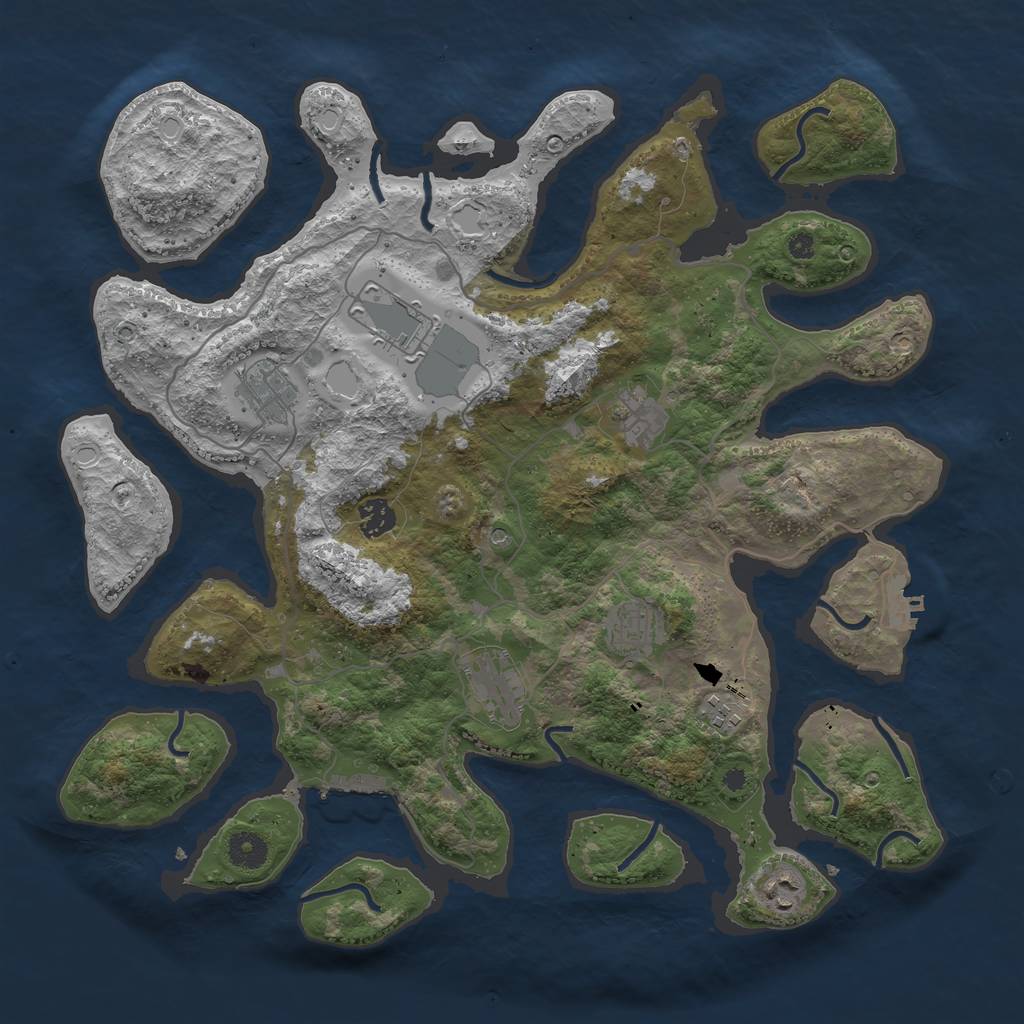Rust Map: Procedural Map, Size: 4000, Seed: 1344742531, 19 Monuments