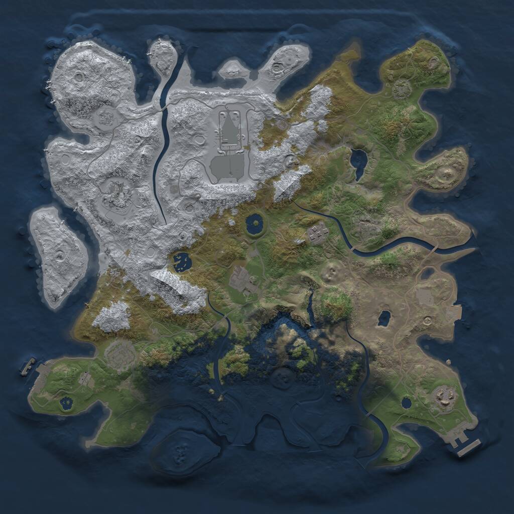 Rust Map: Procedural Map, Size: 4000, Seed: 1344742531, 13 Monuments