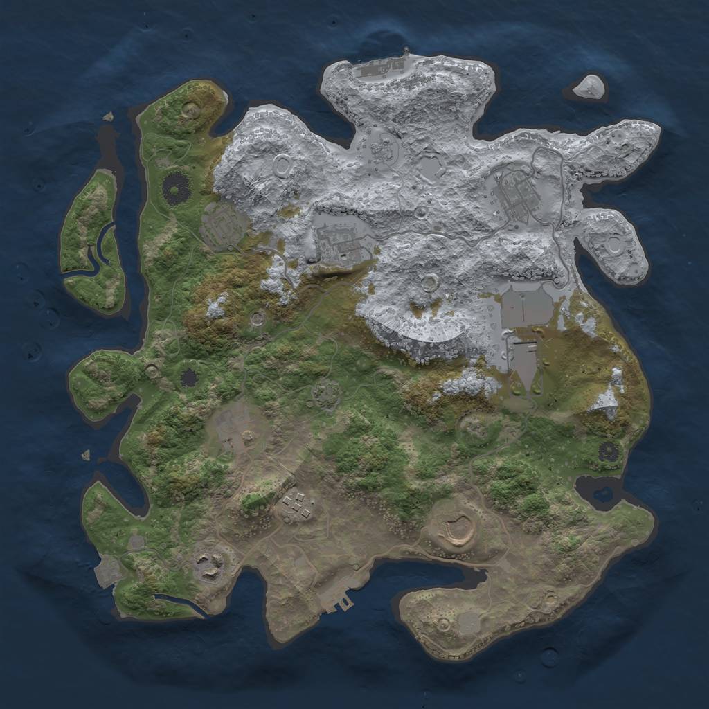 Rust Map: Procedural Map, Size: 3500, Seed: 296496, 16 Monuments