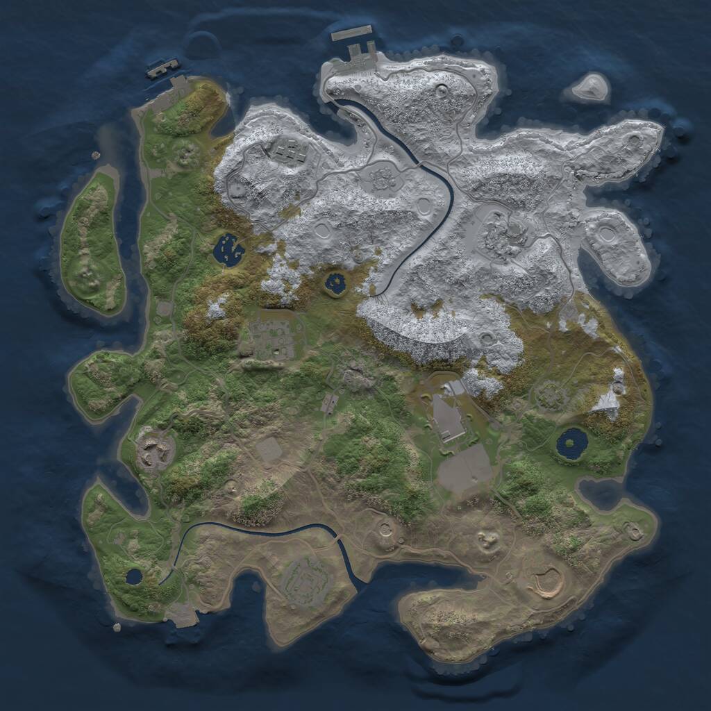 Rust Map: Procedural Map, Size: 3500, Seed: 296496, 14 Monuments