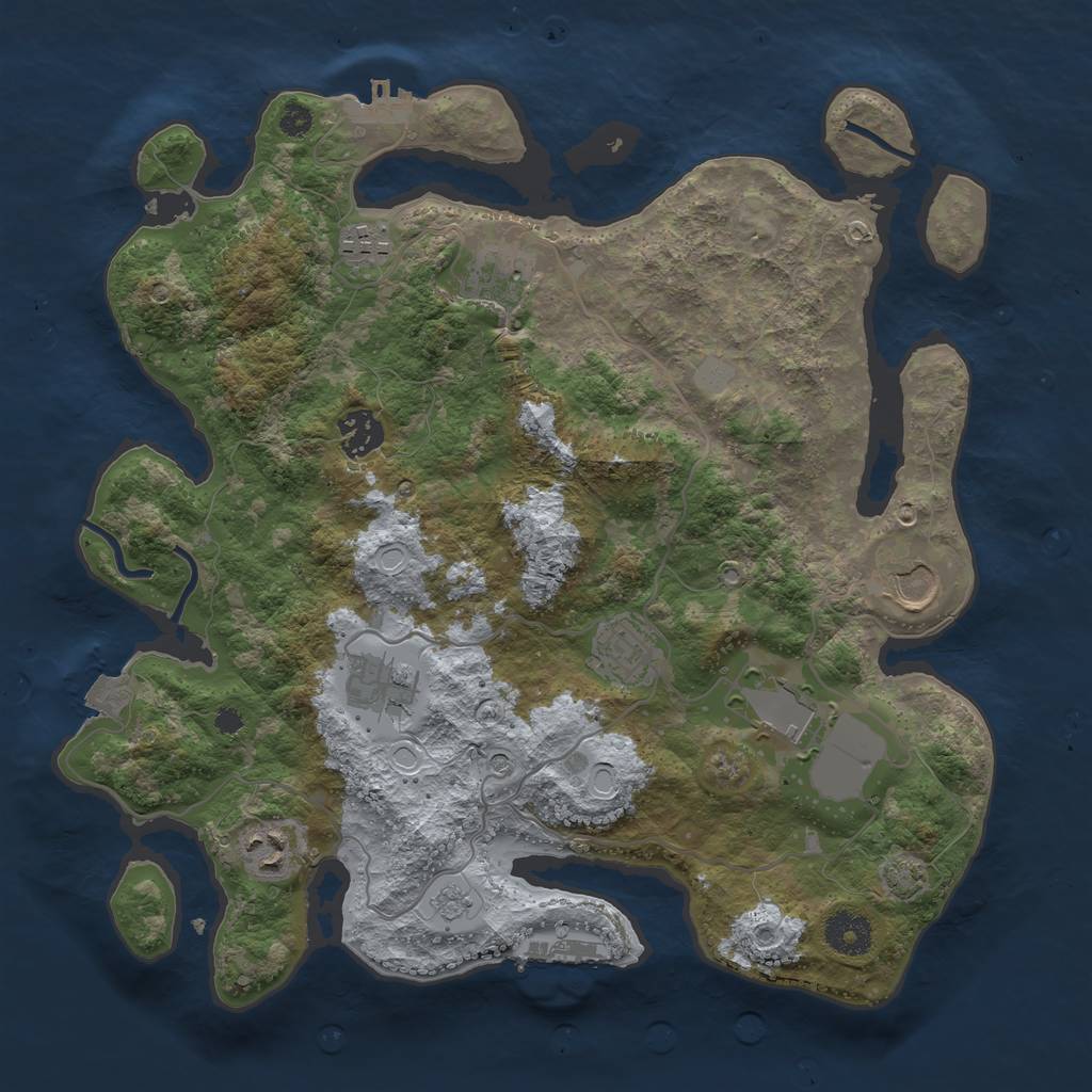 Rust Map: Procedural Map, Size: 3500, Seed: 949736, 16 Monuments