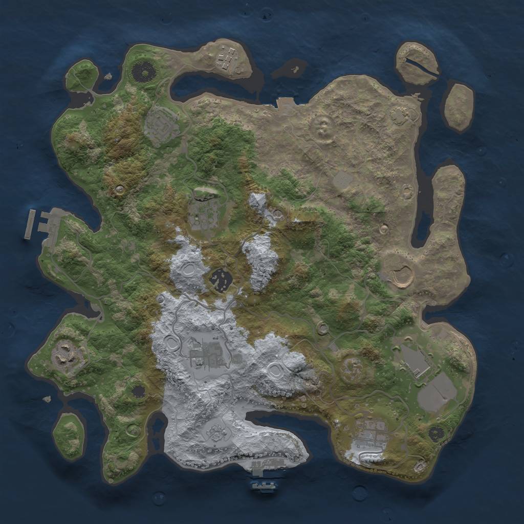 Rust Map: Procedural Map, Size: 3500, Seed: 949736, 17 Monuments