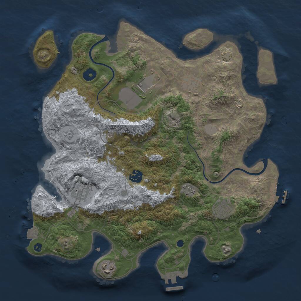 Rust Map: Procedural Map, Size: 3500, Seed: 856514, 13 Monuments