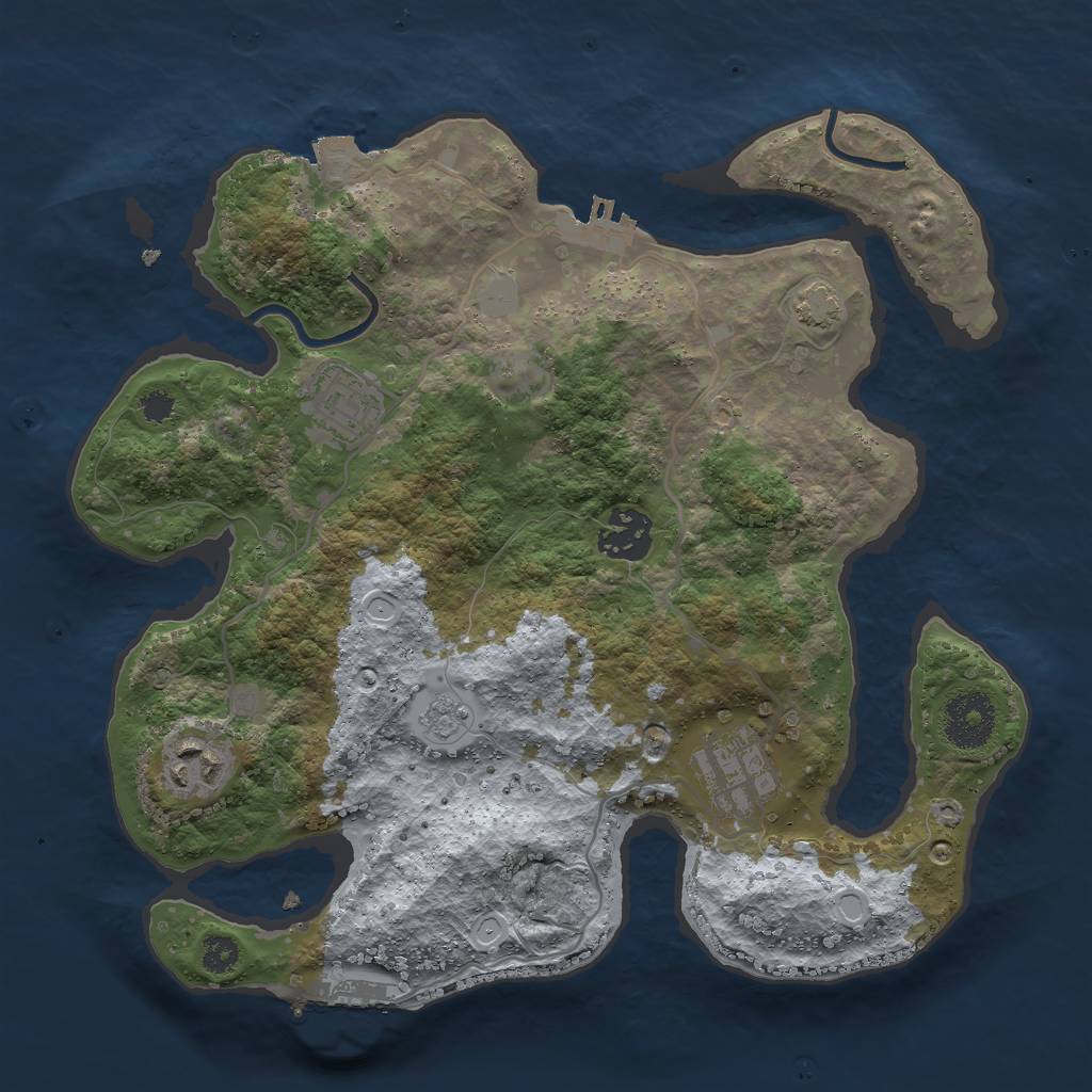 Rust Map: Procedural Map, Size: 3000, Seed: 1695654454, 11 Monuments