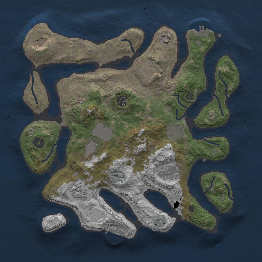 Rust Map: Procedural Map, Size: 3500, Seed: 1122482973, 20 Monuments