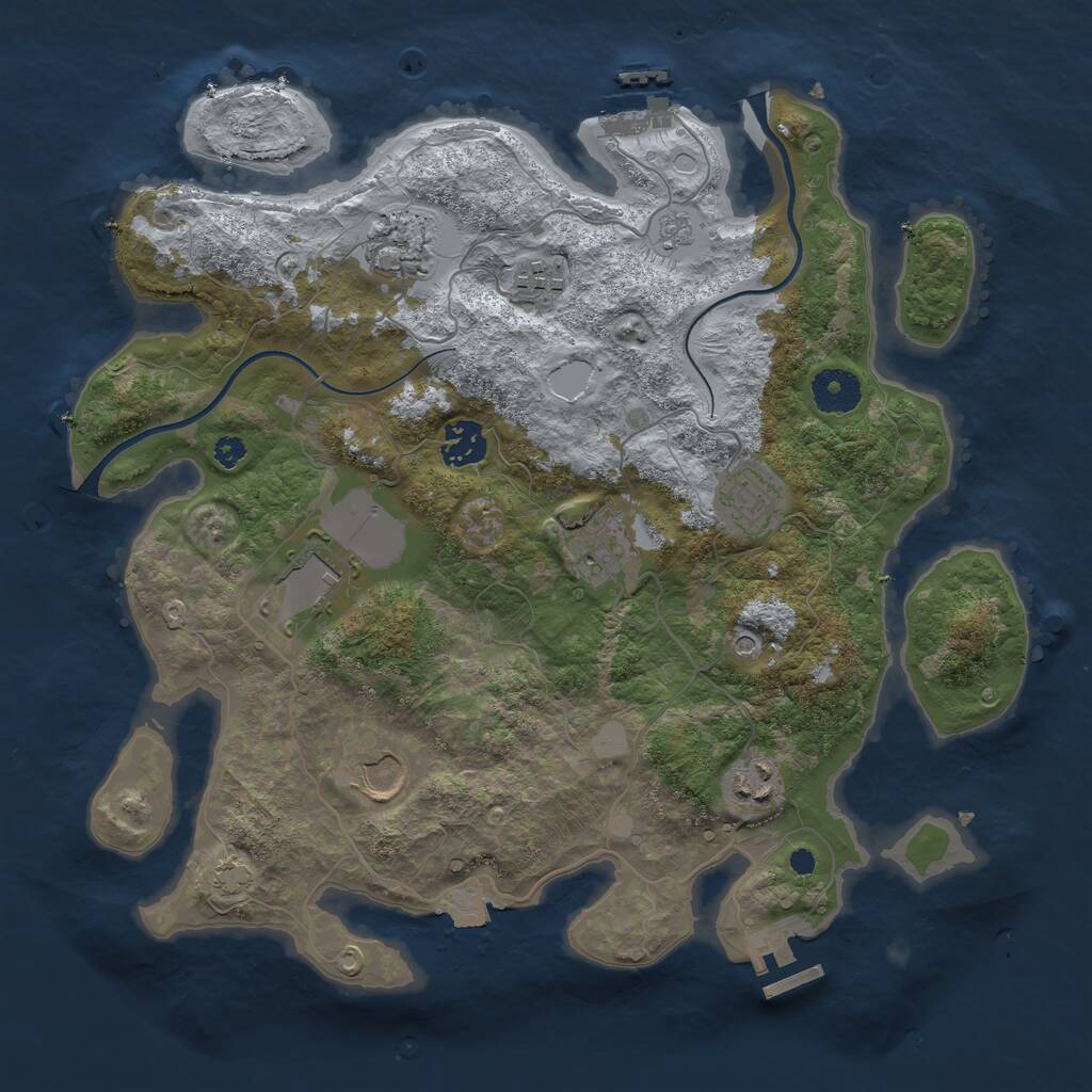 Rust Map: Procedural Map, Size: 3500, Seed: 723726, 14 Monuments