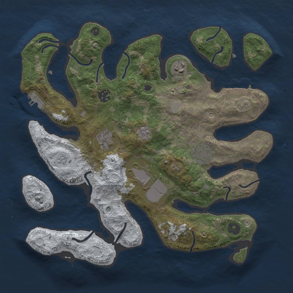 Rust Map: Procedural Map, Size: 3500, Seed: 437893, 15 Monuments