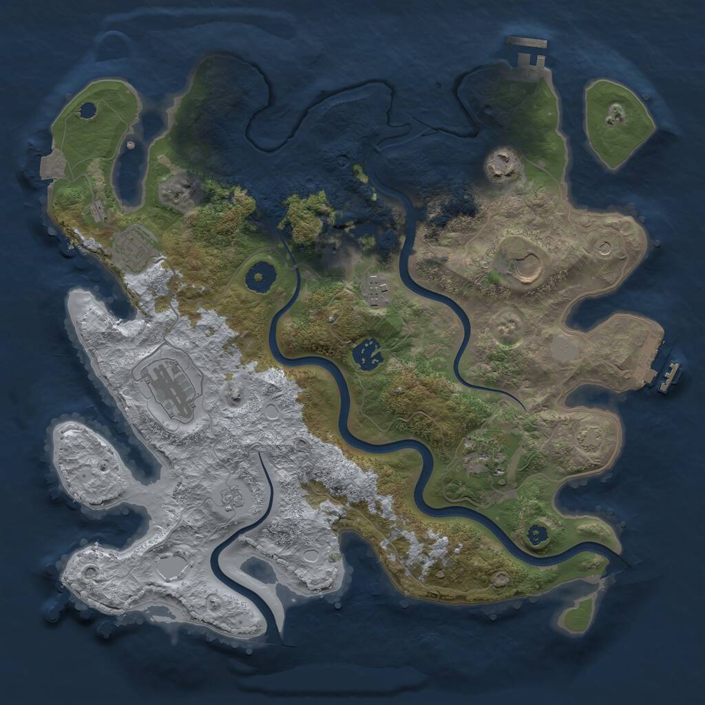 Rust Map: Procedural Map, Size: 3500, Seed: 437893, 14 Monuments