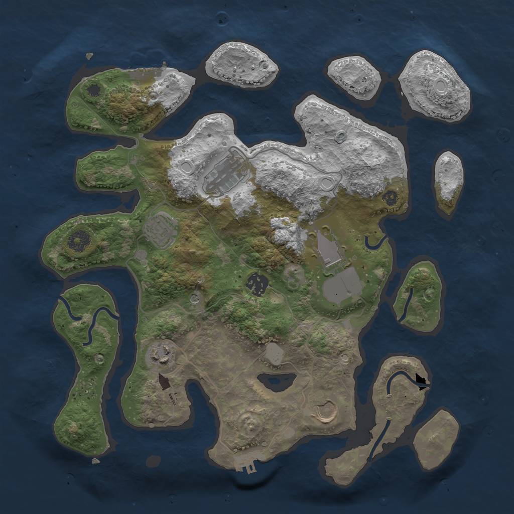 Rust Map: Procedural Map, Size: 3500, Seed: 368926, 14 Monuments